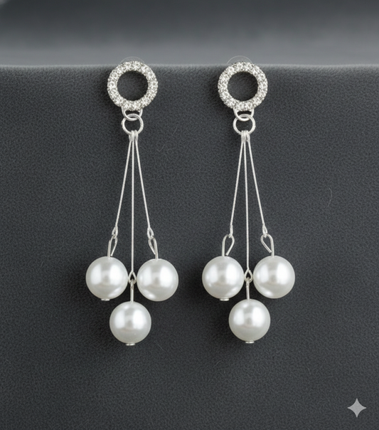 Combo of Stone & Pearl Earrings for Women — Elegant Artificial Gemstone Jewelry for Casual & Party Wear (Set of 3)