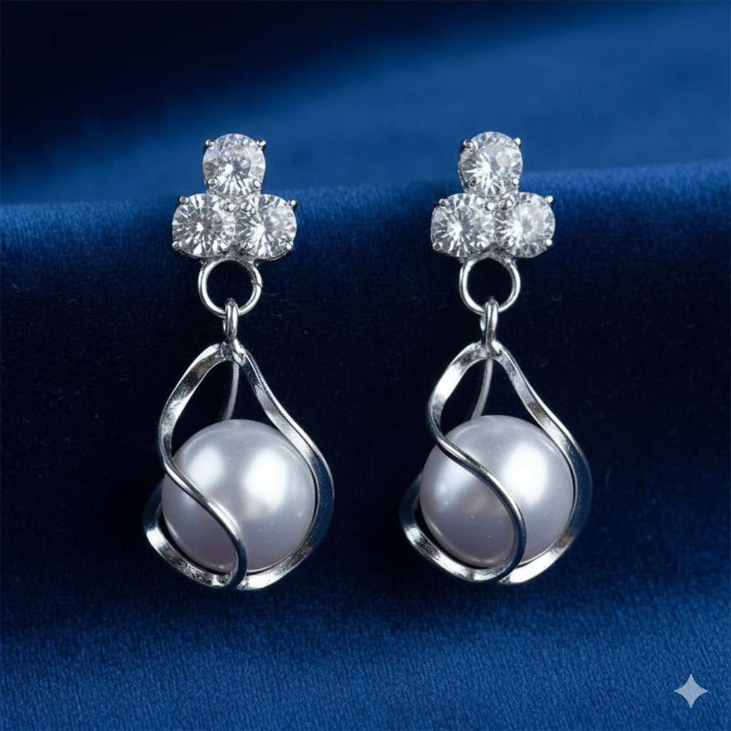 Combo of Stone & Pearl Earrings for Women — Elegant Artificial Gemstone Jewelry for Casual & Party Wear (Set of 3)