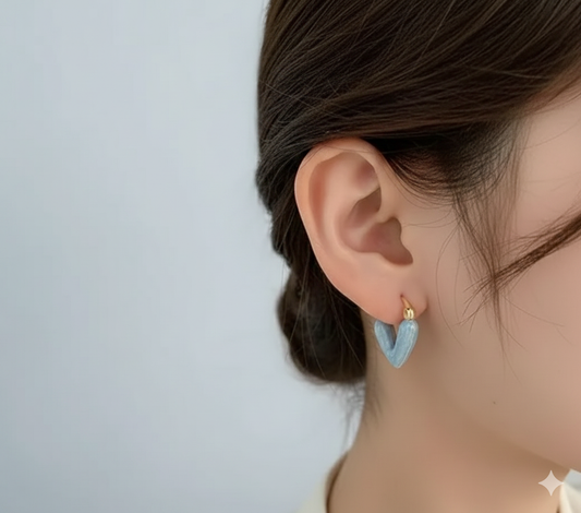 Set of 3 Pair Candy Hearts Hoop Earring Set – Blush Pink, Mint Blue & Cream Ivory | Stylish Gold Plated Hoop Earrings