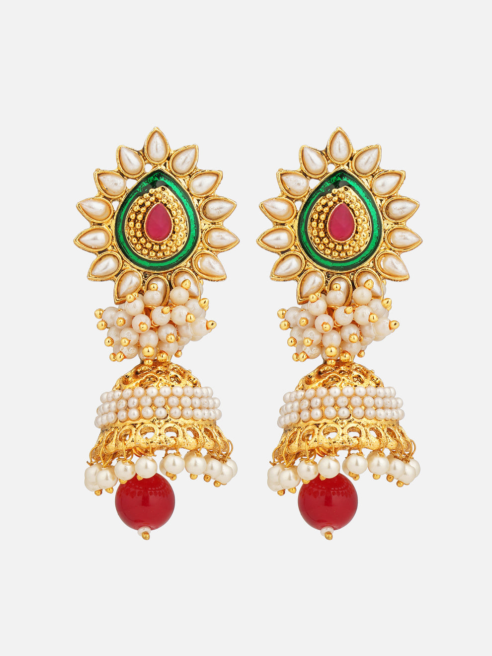Gold Plated Traditional Jhumki Earrings for Women & Girls | Festive, Wedding & Ethnic Wear | Lightweight Alloy Earrings
