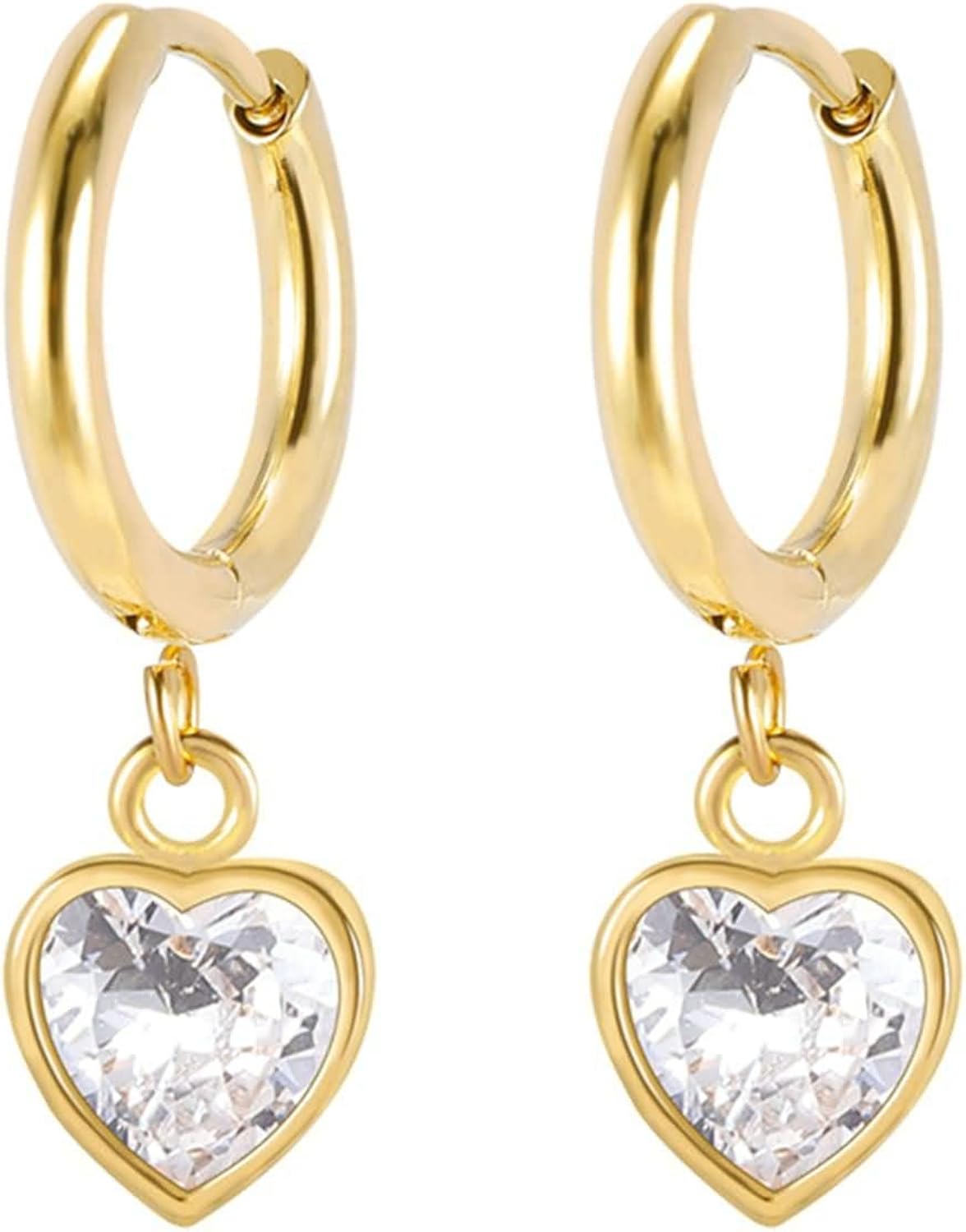 Elegant Triangle & Heart CZ Stone Gold Plated Brass Bali Drop Earrings | Premium Designer Party-Wear Earrings for Women & Girls (Set of-3)