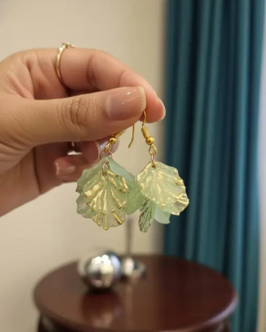 Pack of 6 Pairs Gold Plated Leaf Chandelier Earrings for Women & Girls | Lightweight Plastic Base | Party & Daily Wear Combo Set