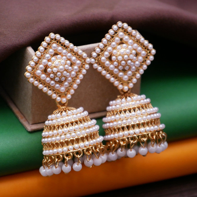 Antico Gold Oxidised Diamond Jhumka Earrings | Traditional Ethnic Jhumki for Women & Girls