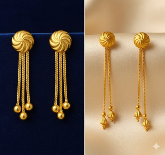 Gold Plated Earrings & Studs Combo for Women and Girls | Trendy Chain Drop Earrings & Stylish Studs – Combo of 2 Trending Butterfly Earrings for Women — Lightweight Stylish Butterfly Stud Earrings (Silver / Gold Tone)