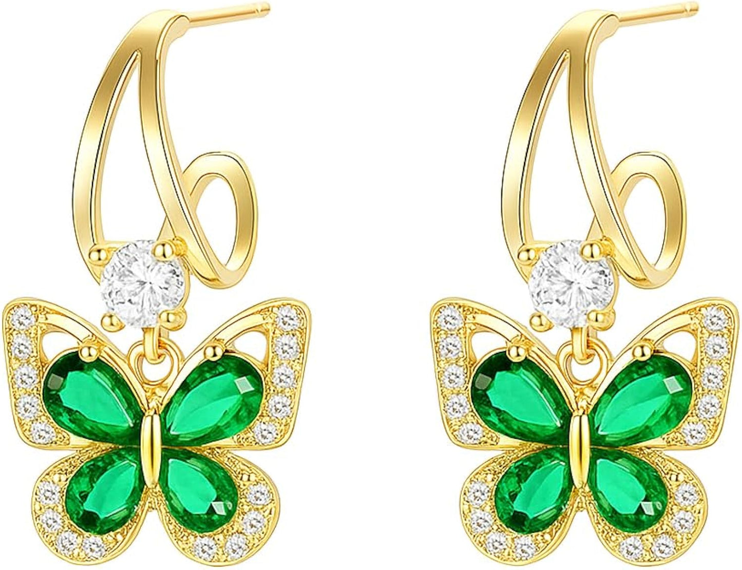 10Styl Fashionable Trending Butterfly Earrings for Women — Lightweight Stylish Butterfly Stud Earrings (Silver / Gold Tone)