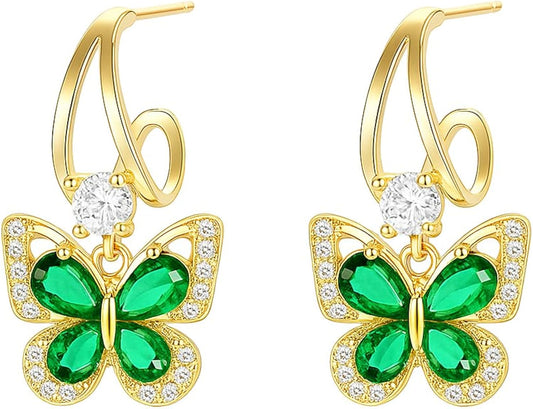 10Styl Fashionable Trending Butterfly Earrings for Women — Lightweight Stylish Butterfly Stud Earrings (Silver / Gold Tone)