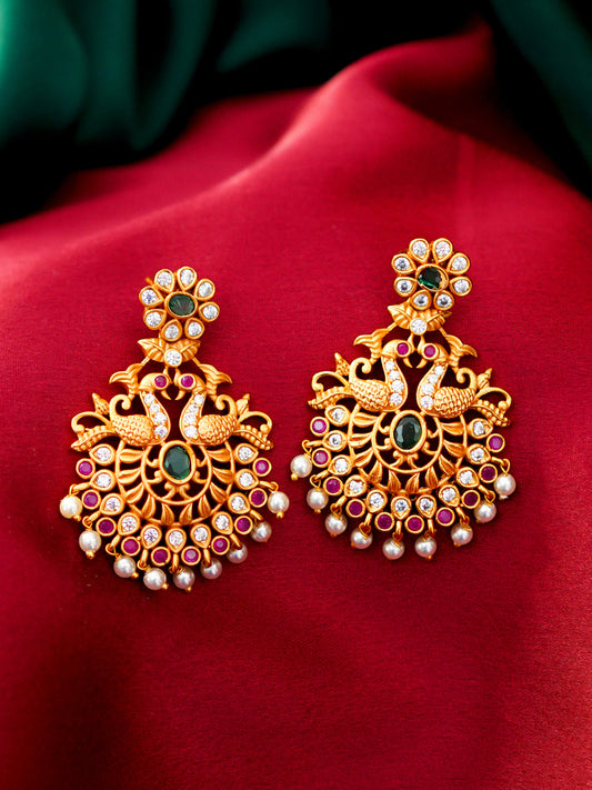 Gold-Plated Alloy Stud Earrings for Women & Girls | Elegant Everyday Wear Studs