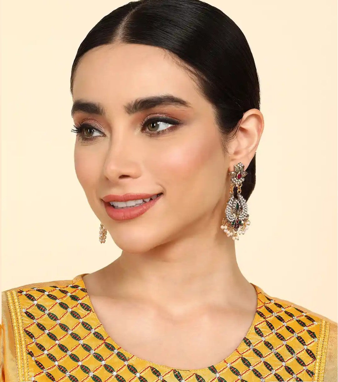 Traditional Pearl & Gold-Oxidised Jhumka Earrings | Ethnic & Bridal Wear | Elegant Women Earrings by Harinika Jewels