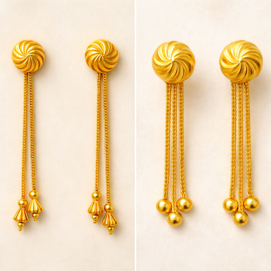 Gold Plated Earrings & Studs Combo for Women and Girls | Trendy Chain Drop Earrings & Stylish Studs – Combo of 2 Trending Butterfly Earrings for Women — Lightweight Stylish Butterfly Stud Earrings (Silver / Gold Tone)