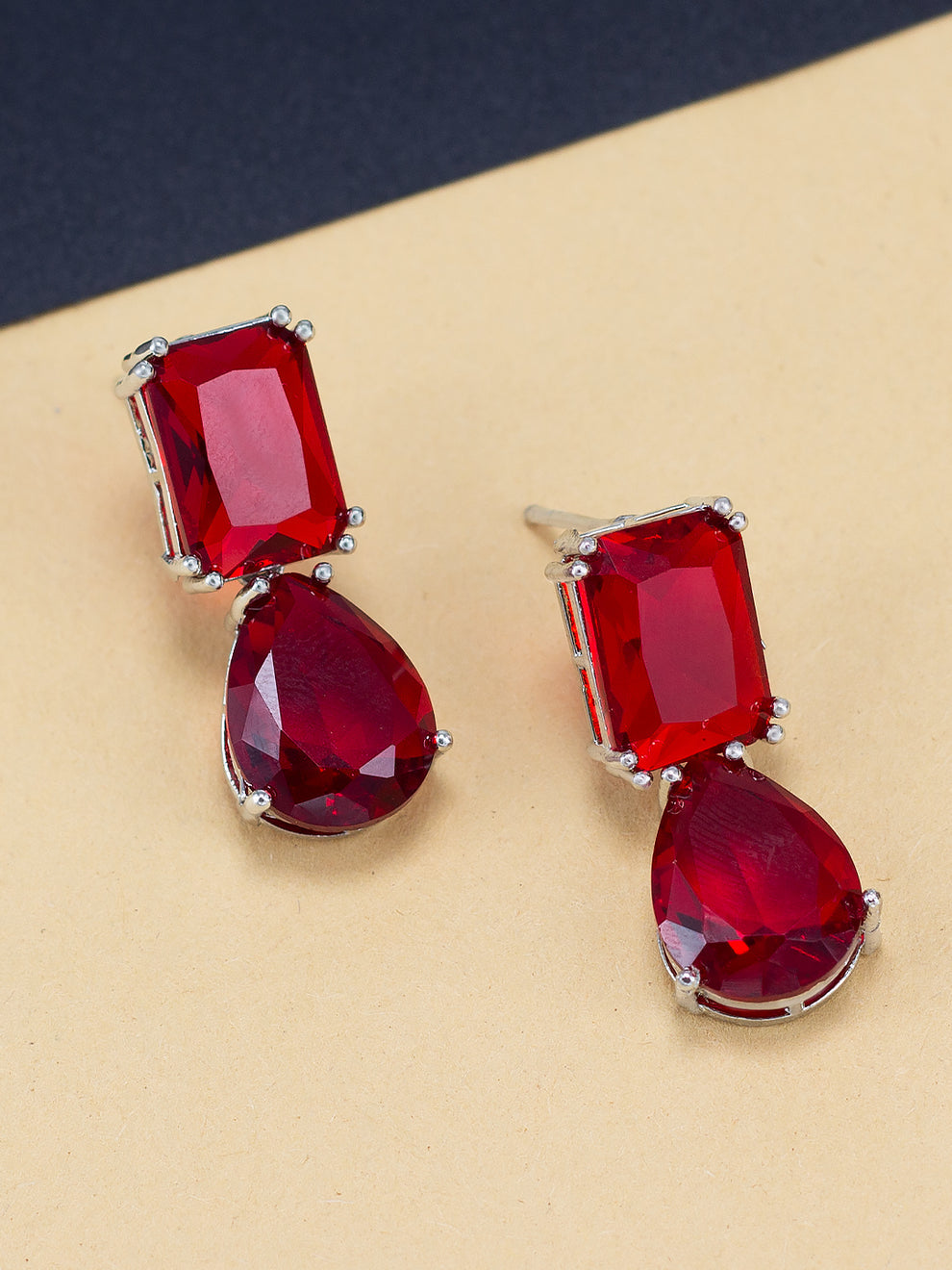 TRP Exquisite Ruby Red Dangler Earrings – A Touch of Glamour Red Alloy Drops & Stud Earrings