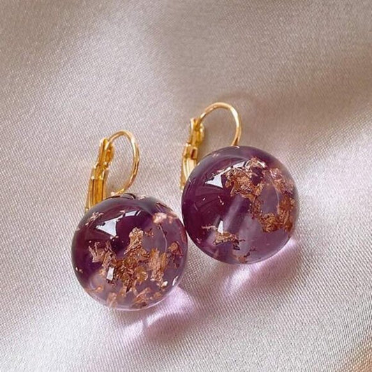 Rose Resin Ball Earrings – Handmade Dried Rose Petal Earrings – Resin Jewelry – Resin Drop Earrings – Gift for Her