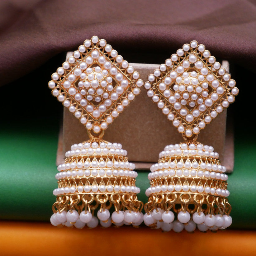 Antico Gold Oxidised Diamond Jhumka Earrings | Traditional Ethnic Jhumki for Women & Girls