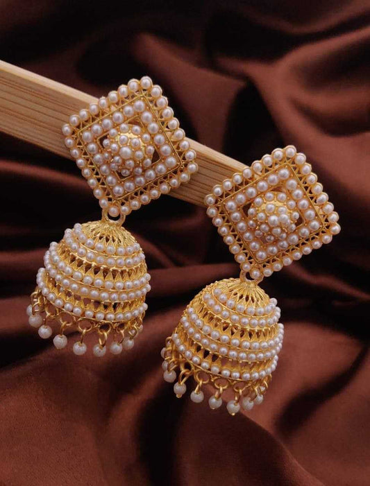 Antico Gold Oxidised Diamond Jhumka Earrings | Traditional Ethnic Jhumki for Women & Girls